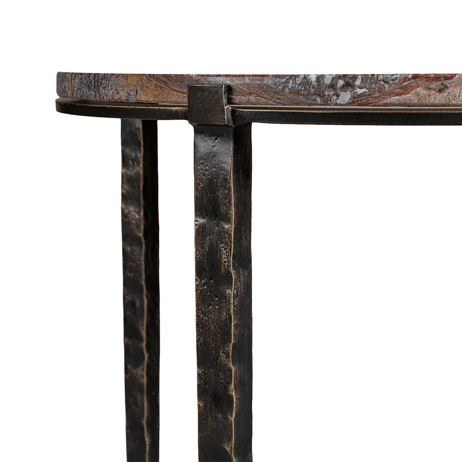 Leo Forest Brown Marble Side Table