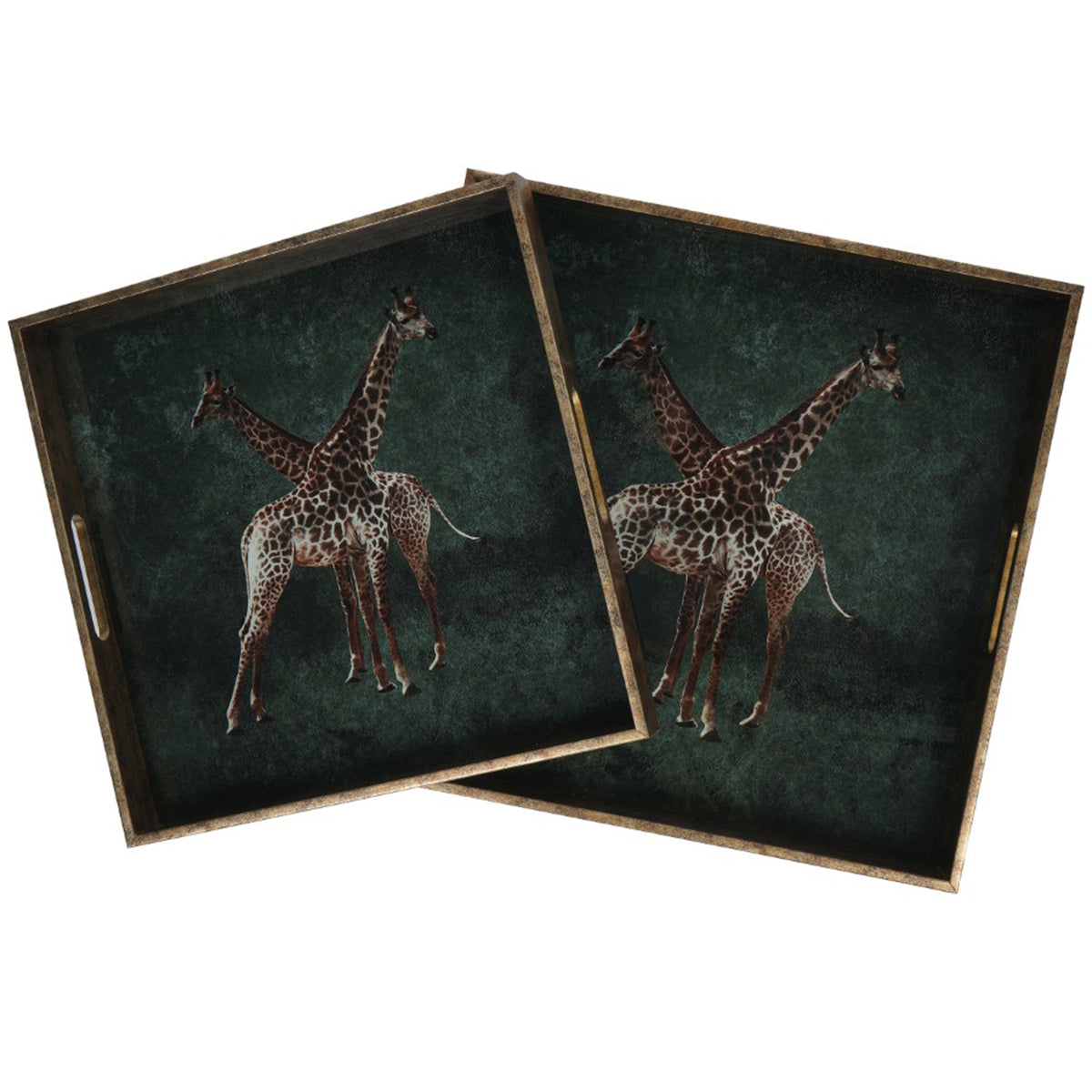 Giraffe Motif Nesting Trays, Set of 2 — product image on a white background