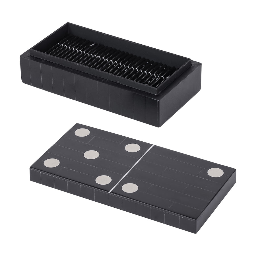 Chollerford Black Inlay Dominoes Box