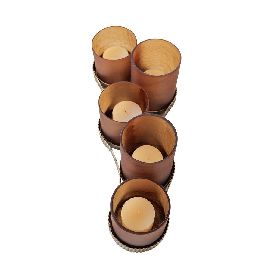 Belvedere Aged Gold 5 Light Candle Holder