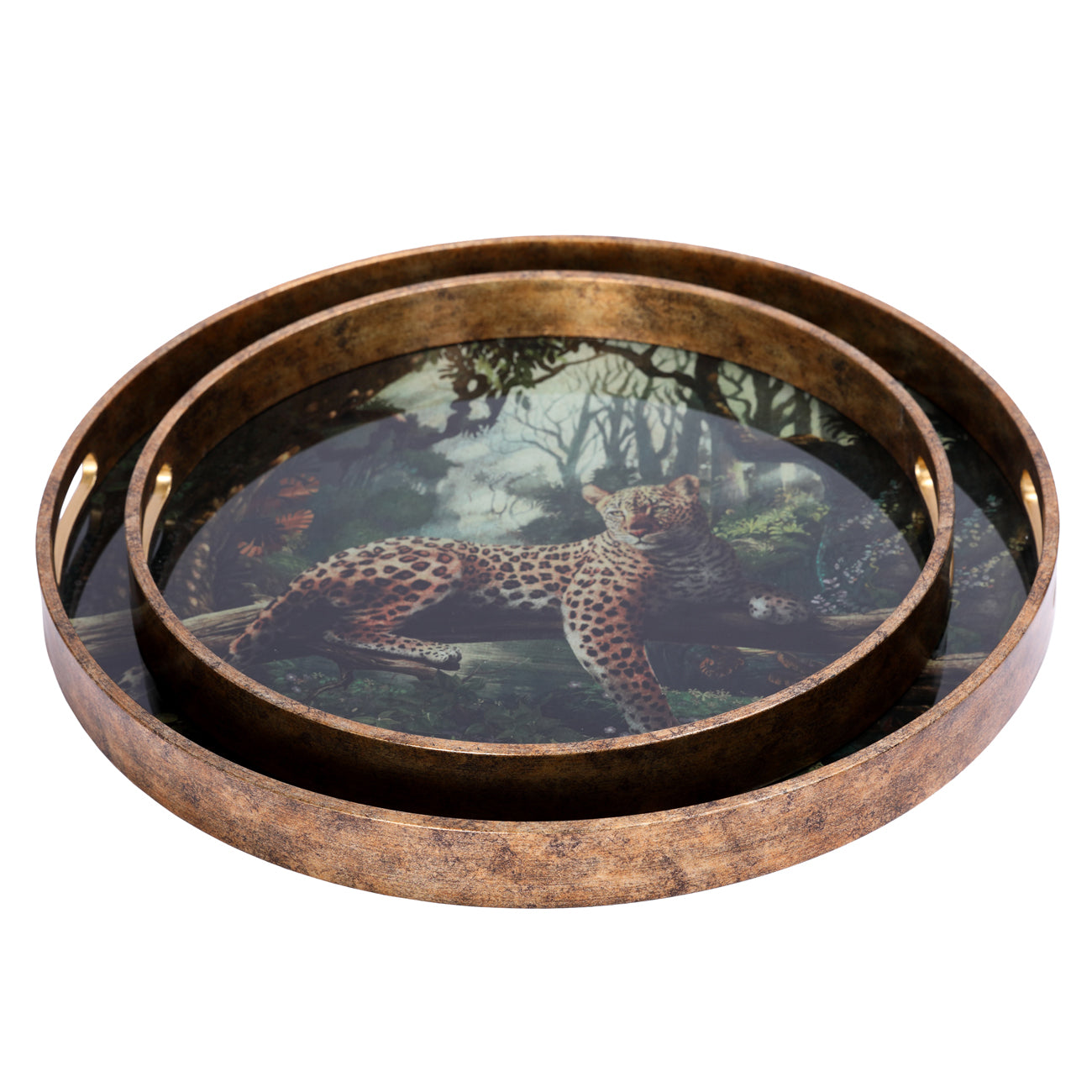 Lounging Leopard Set Of Two Trays