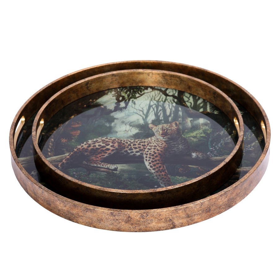 Lounging Leopard Set Of Two Trays