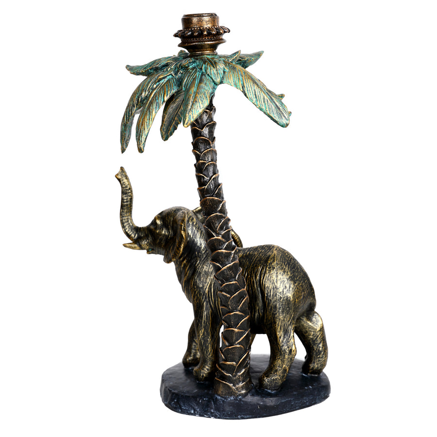 Palm Candle Stick with Elephants