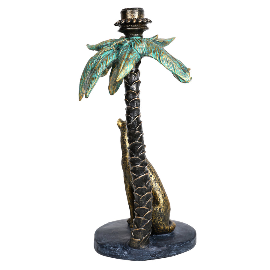 Palm Candle Stick with Leopard