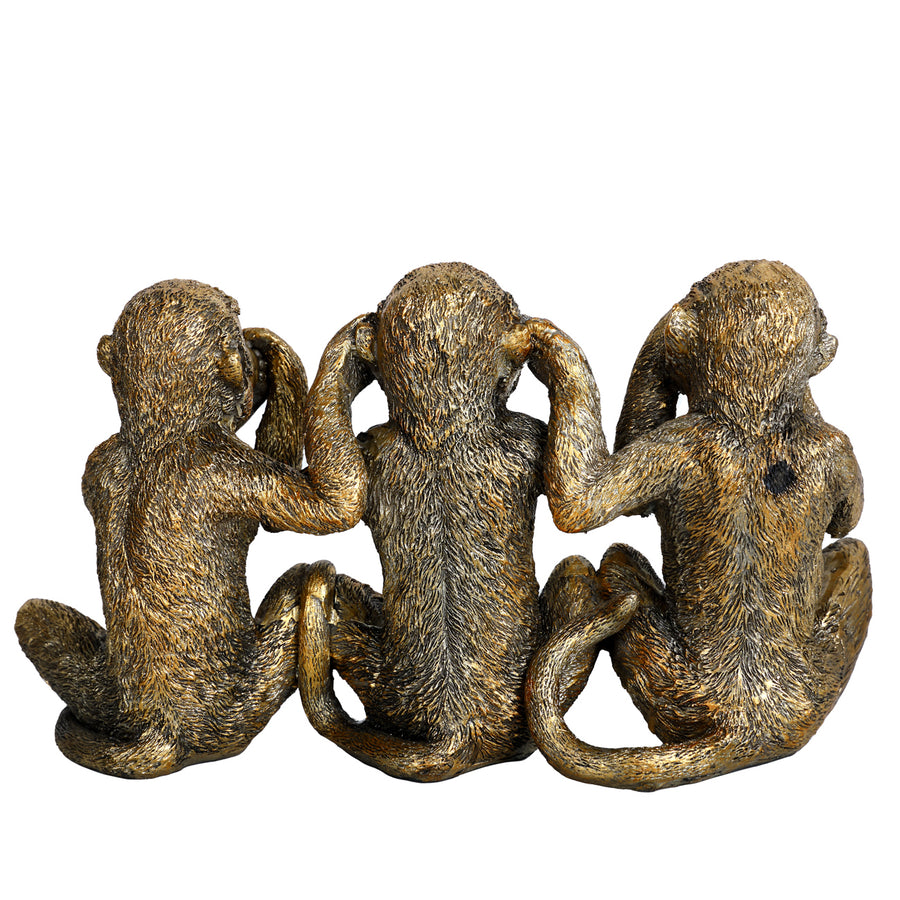 Three Wise Monkeys Antique Gold