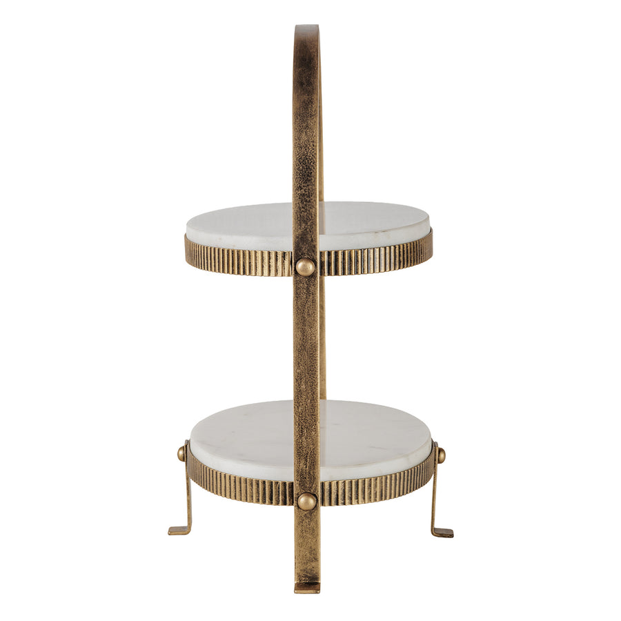 Belvedere Aged Gold Oval Two Tiered Stand