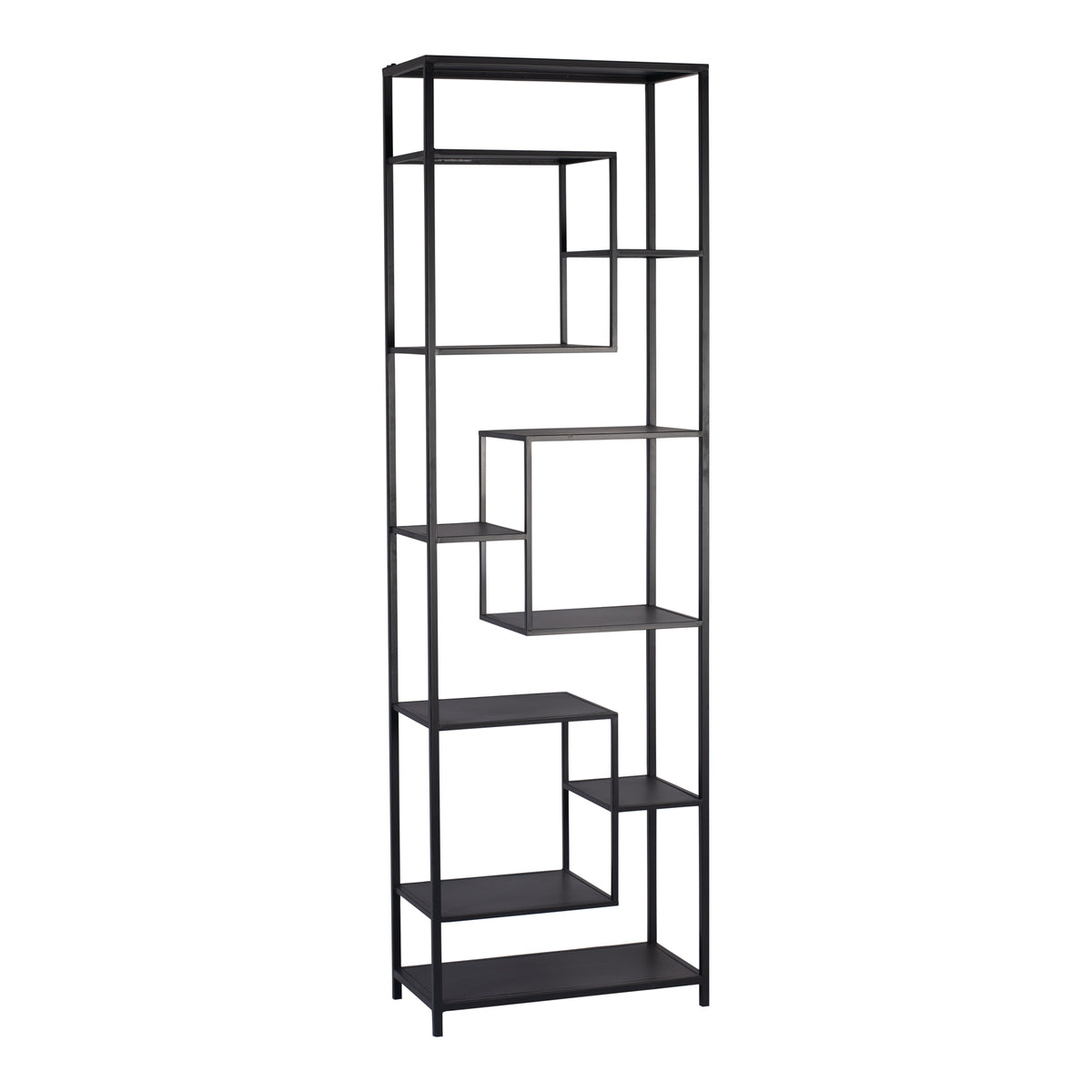Duana playful black iron open shelving cabinet