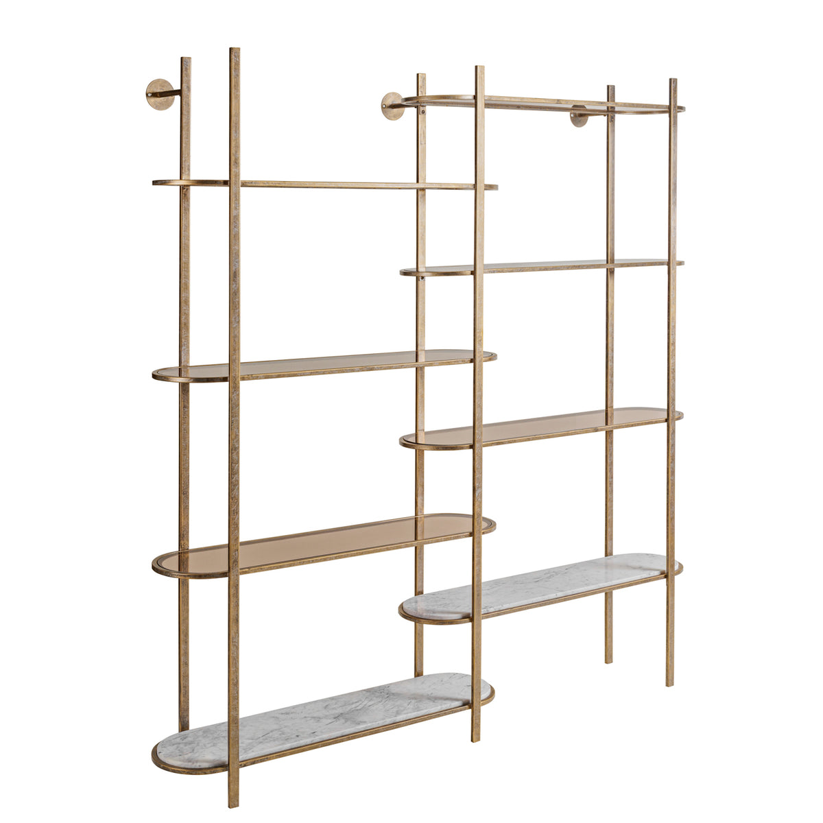 Belvedere Aged Gold Shelving Unit — alternative angle