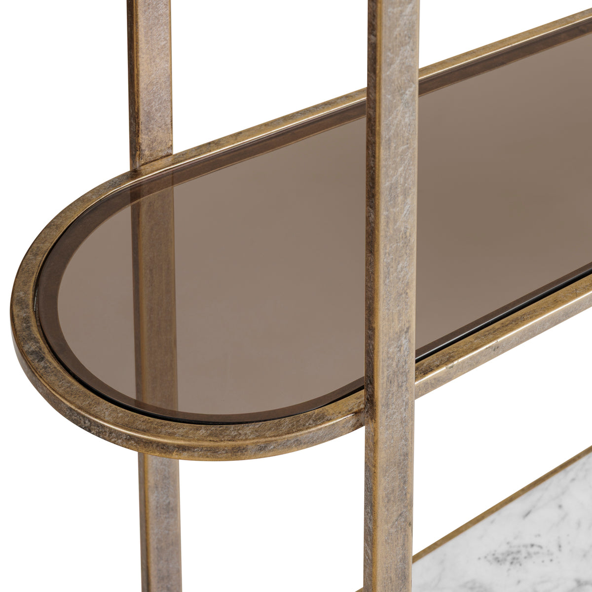 Belvedere Aged Gold Shelving Unit — detail view