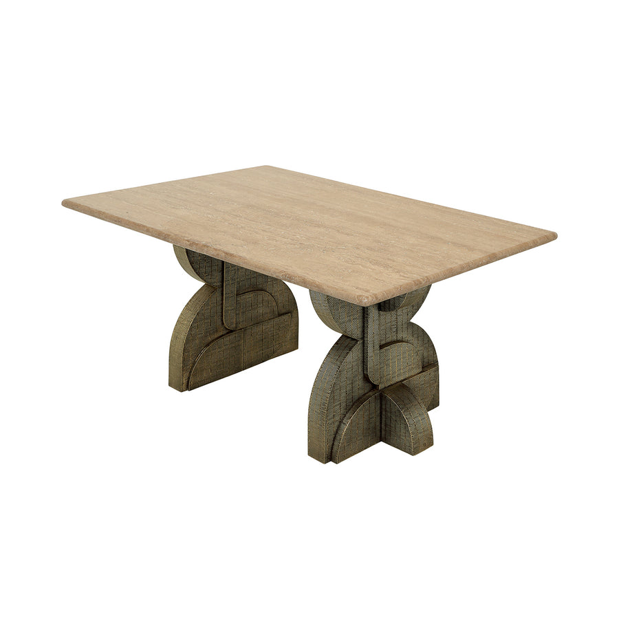 Kelsie Travertine Dining Table