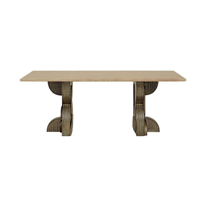Kelsie Travertine Dining Table