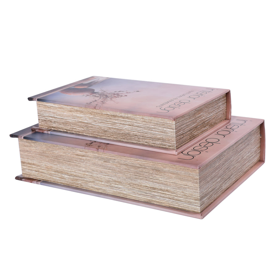 Interior Design Natural Elements Set of 2 Book Boxes