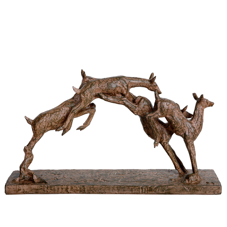 Rustic Woodland Leaping Fawns