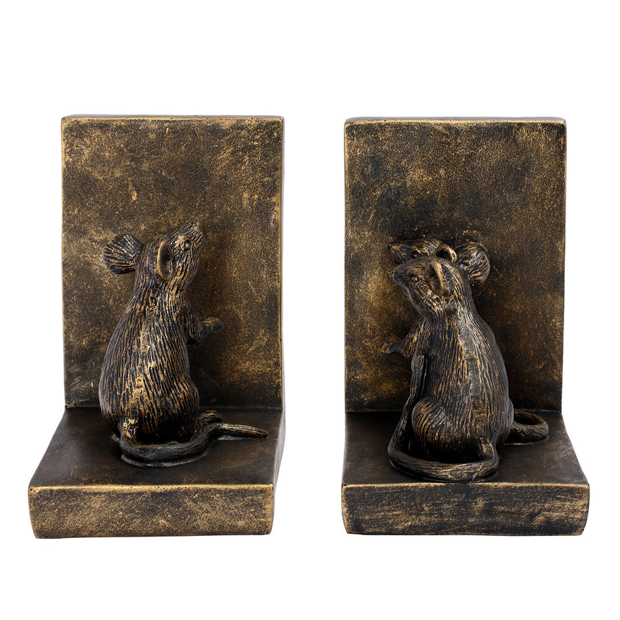 Pallino Antique Gold Mouse Bookends