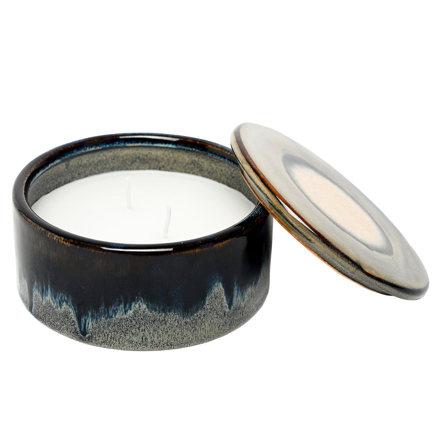 Medway Blue Reactive Glaze Candle Blue
