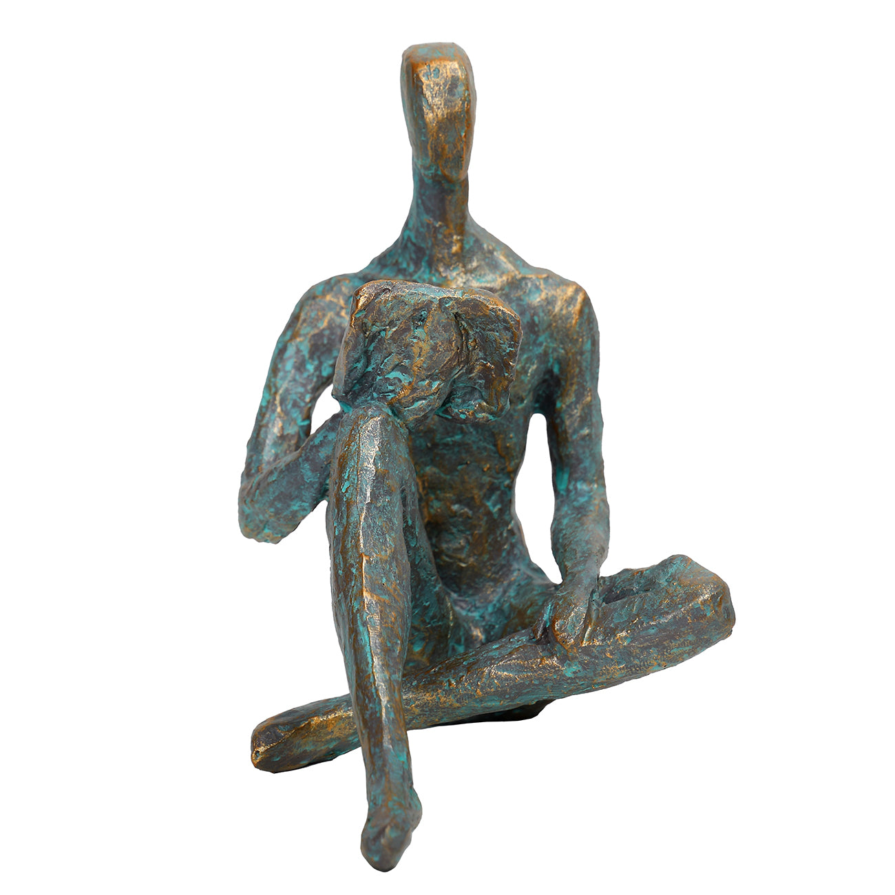 Reading Man Verdigris Sculpture