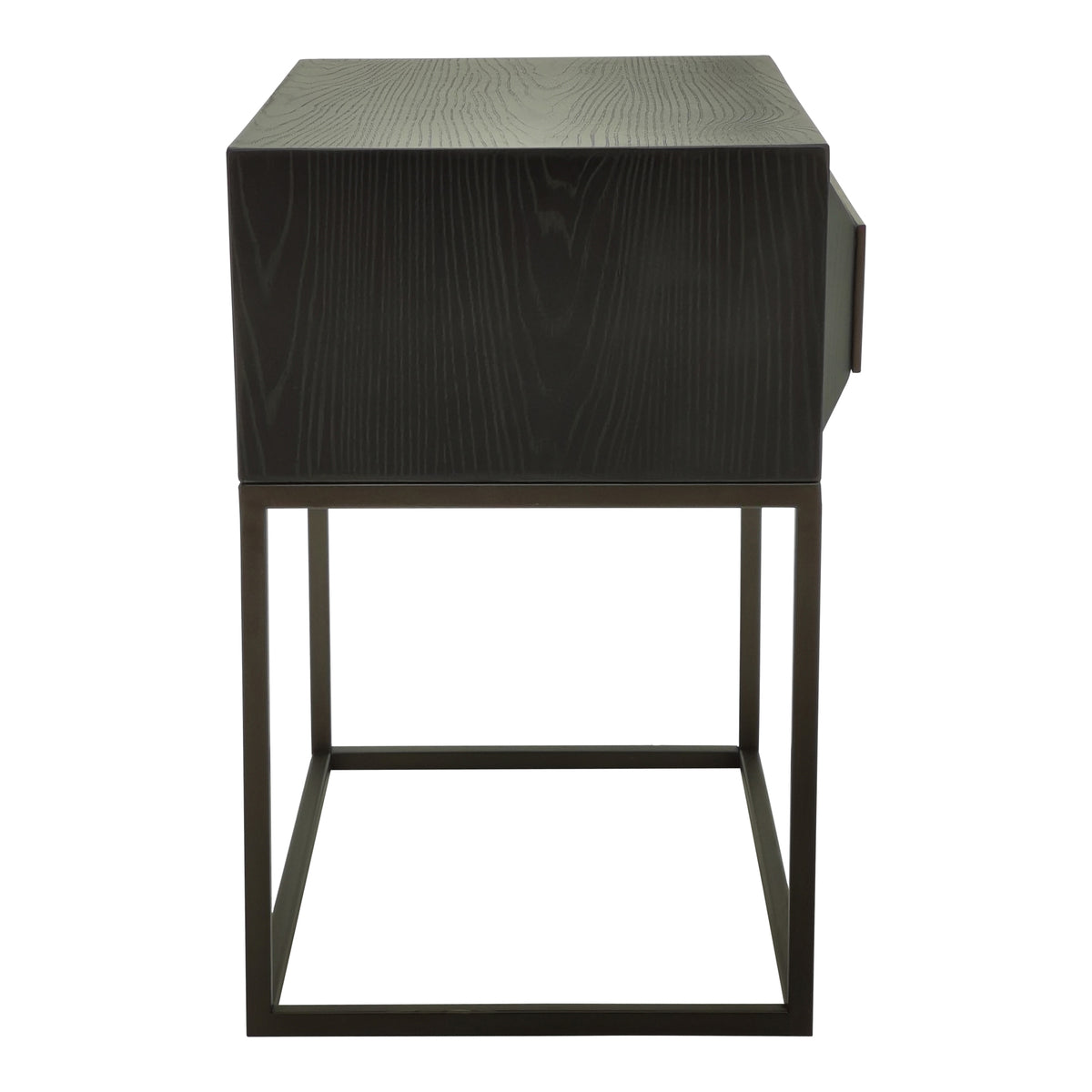 Lixly black wood and iron bedside cabinet