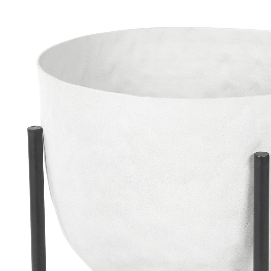 Samui White Stonewash Planter on Stand Small 55cm