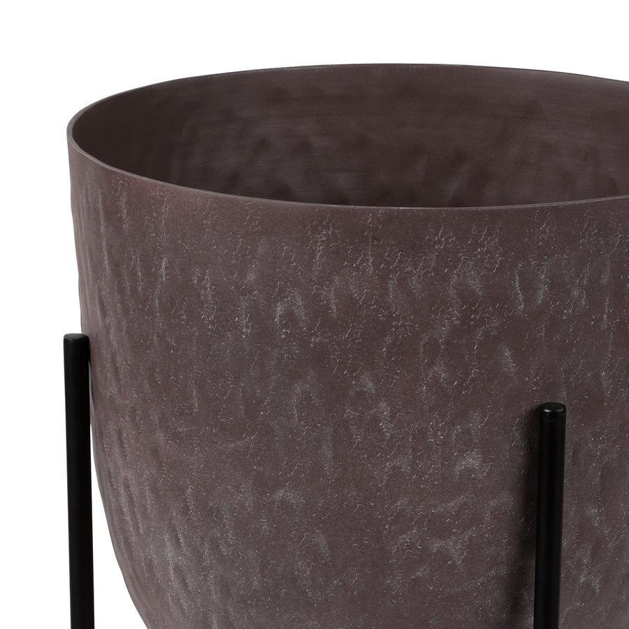Samui Brown Stonewash Planter on Stand Tall 73cm