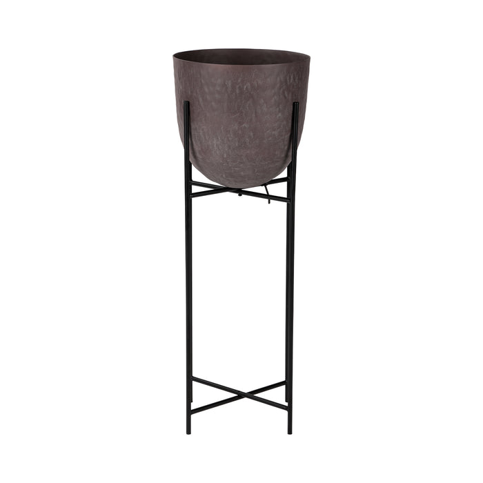 Samui Brown Stonewash Planter on Stand Tall 73cm