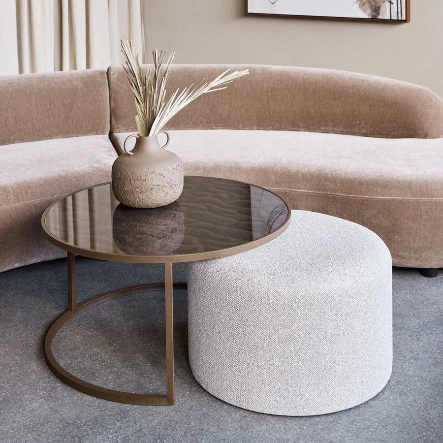 Driftwood Ripple Coffee Table & Nesting Pouffe
