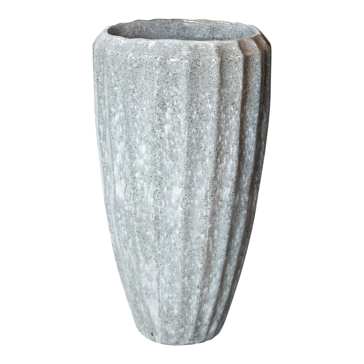 Olver white ribbed ceramic planter, small