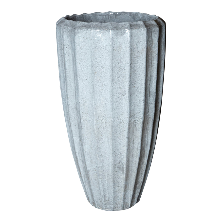 Olver white ribbed ceramic planter