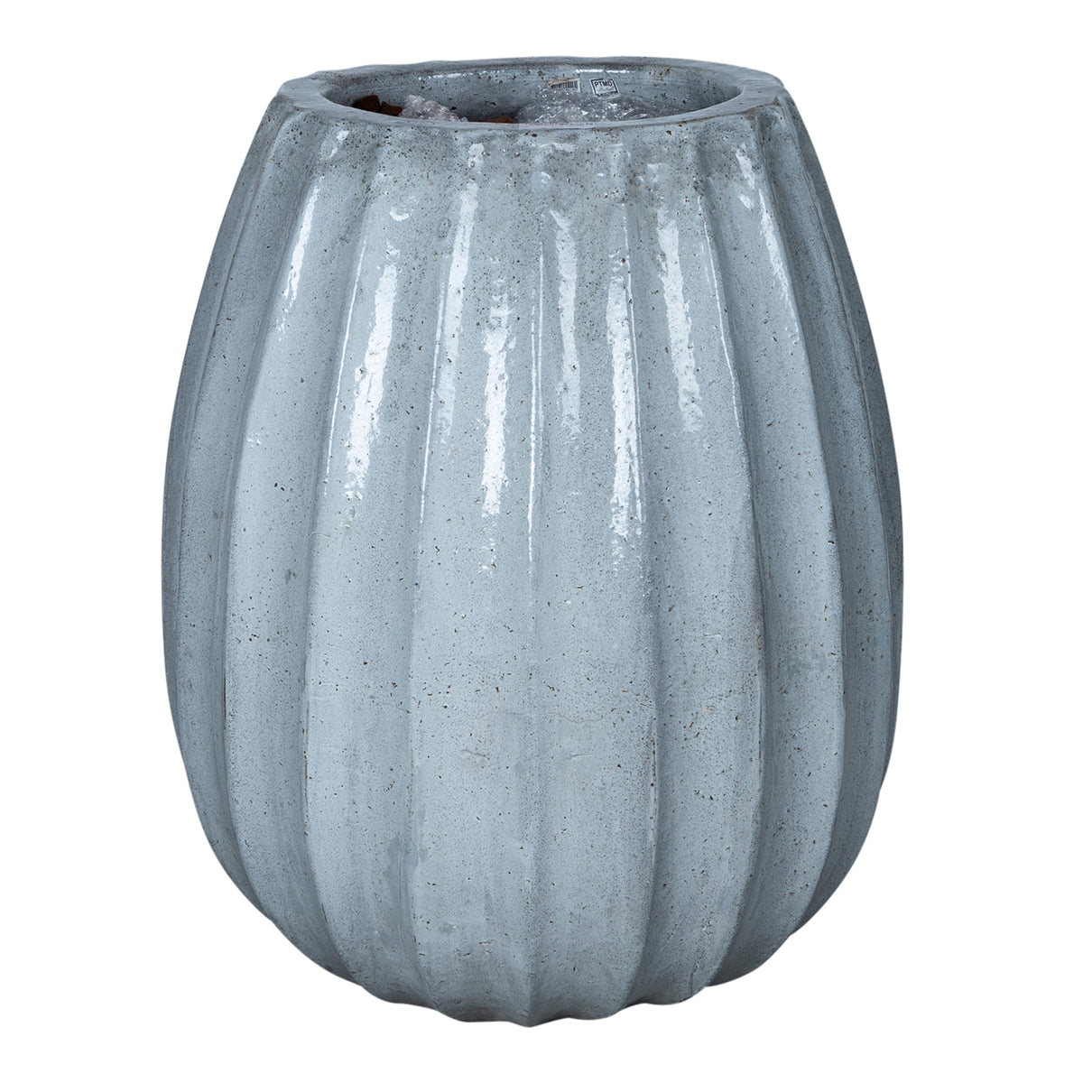 Lionne white ribbed bulb-shaped ceramic planter, large