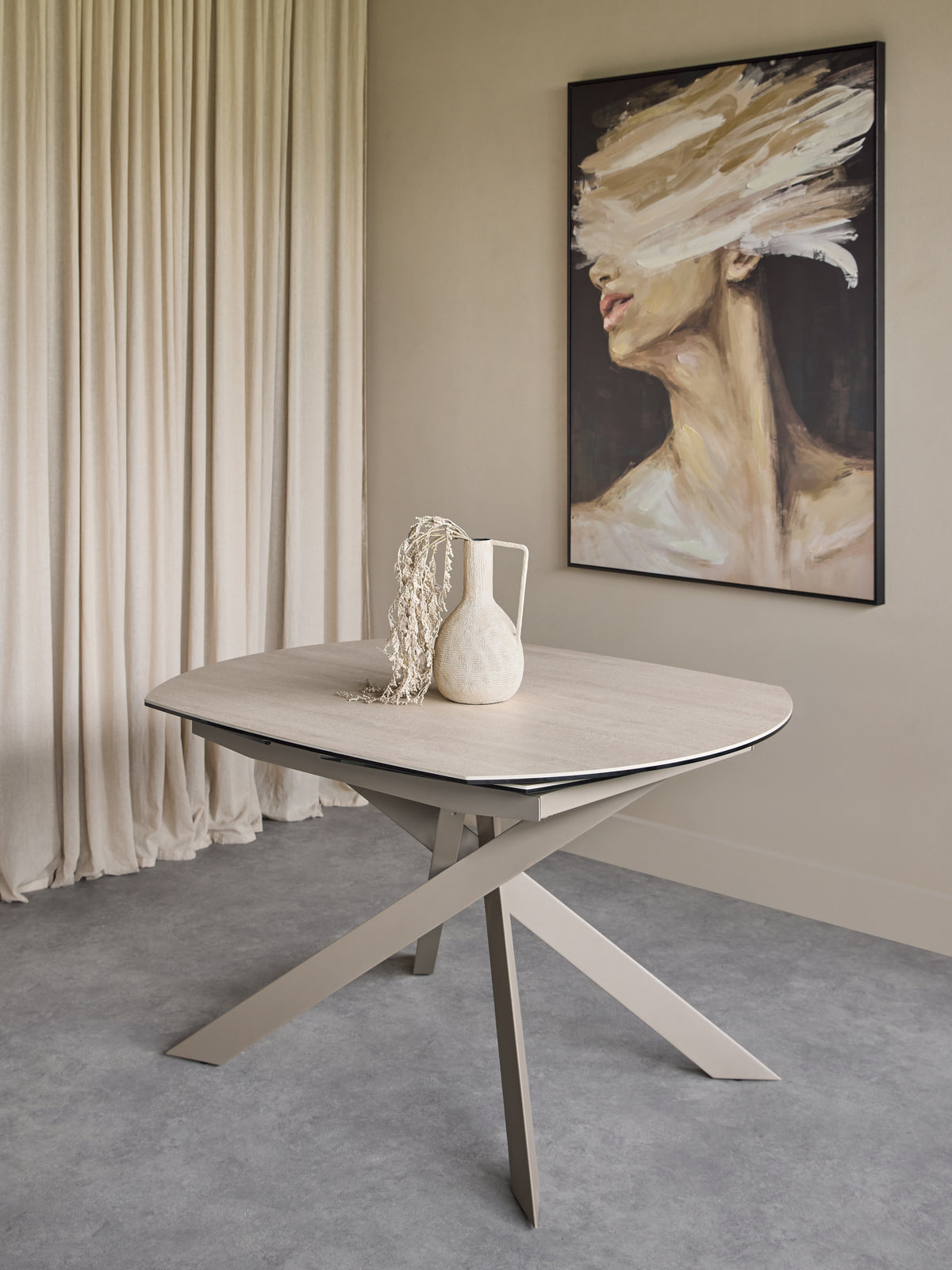 Themsby Extendable Dining Table — Warm Stone — alternative angle