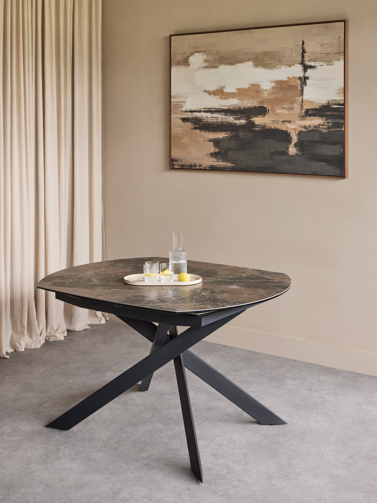 Themsby Extendable Dining Table — Smoked Stone — alternative angle