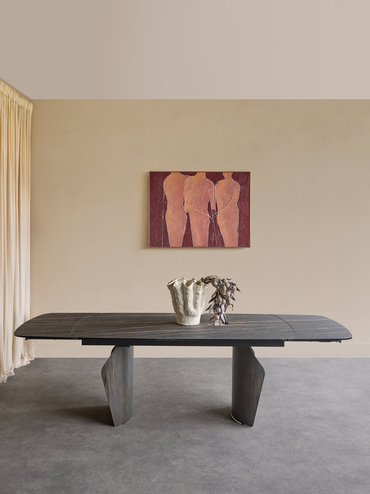 Branwick Extendable Dining Table — Deep Charcoal — detail view