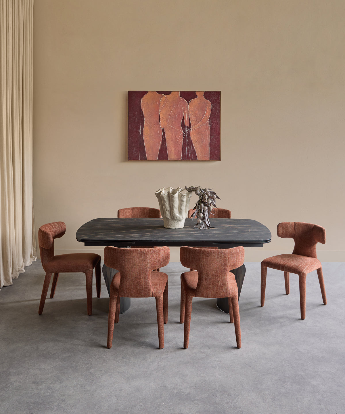 Branwick Extendable Dining Table — Deep Charcoal — styled in a room setting