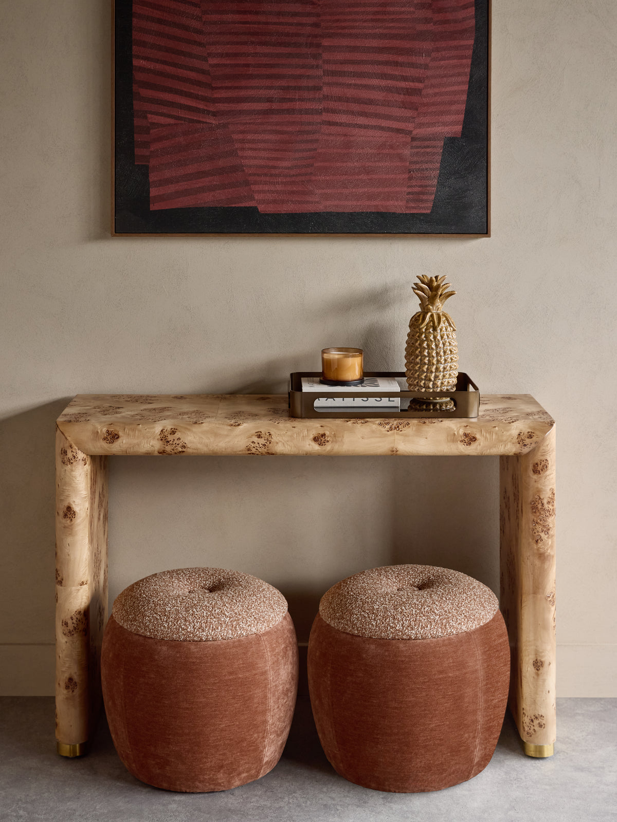 Karatara Burlwood Console Table — alternative angle