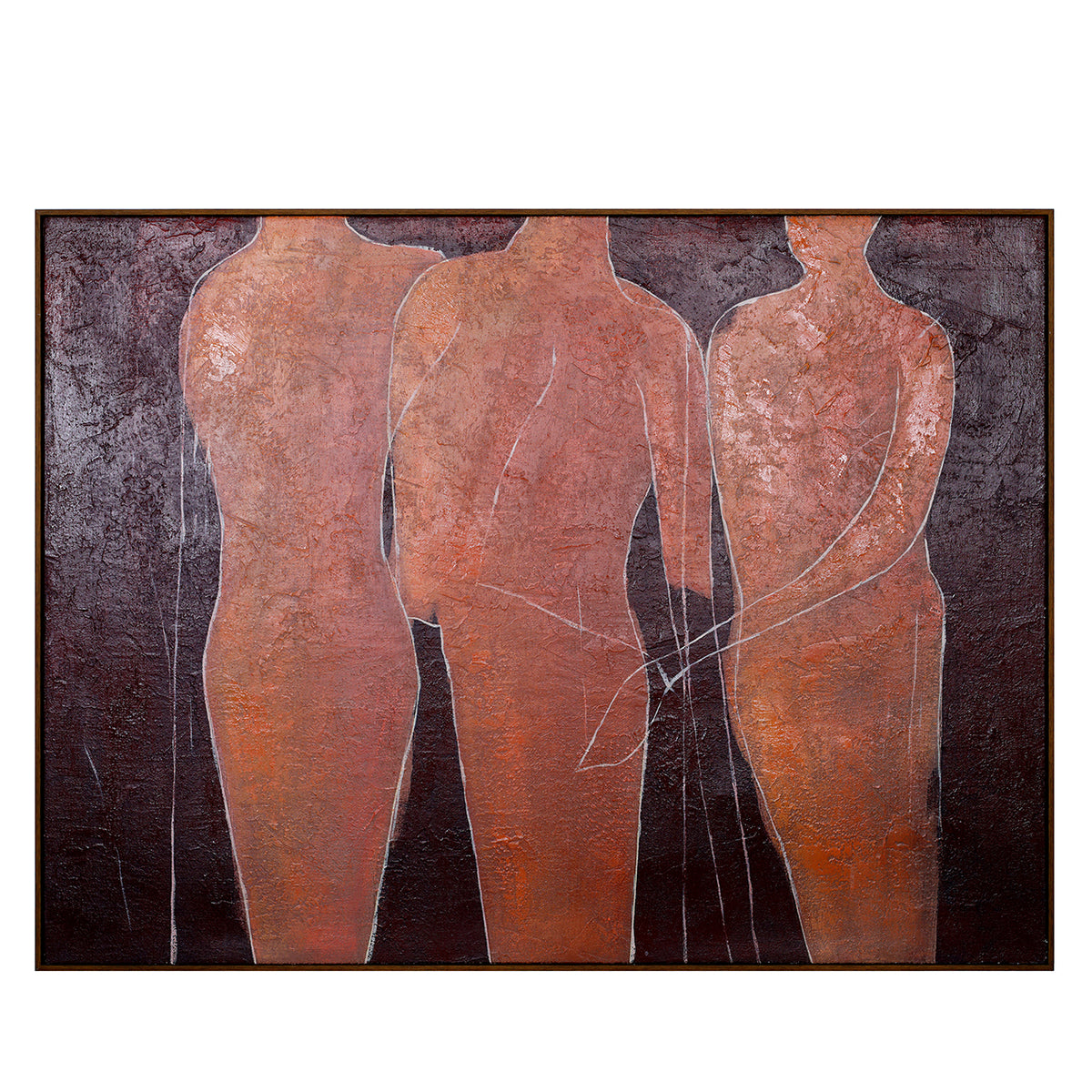 Stone Poise Heavy Textured Hessian Wall Art 120x90cm — product image on a white background