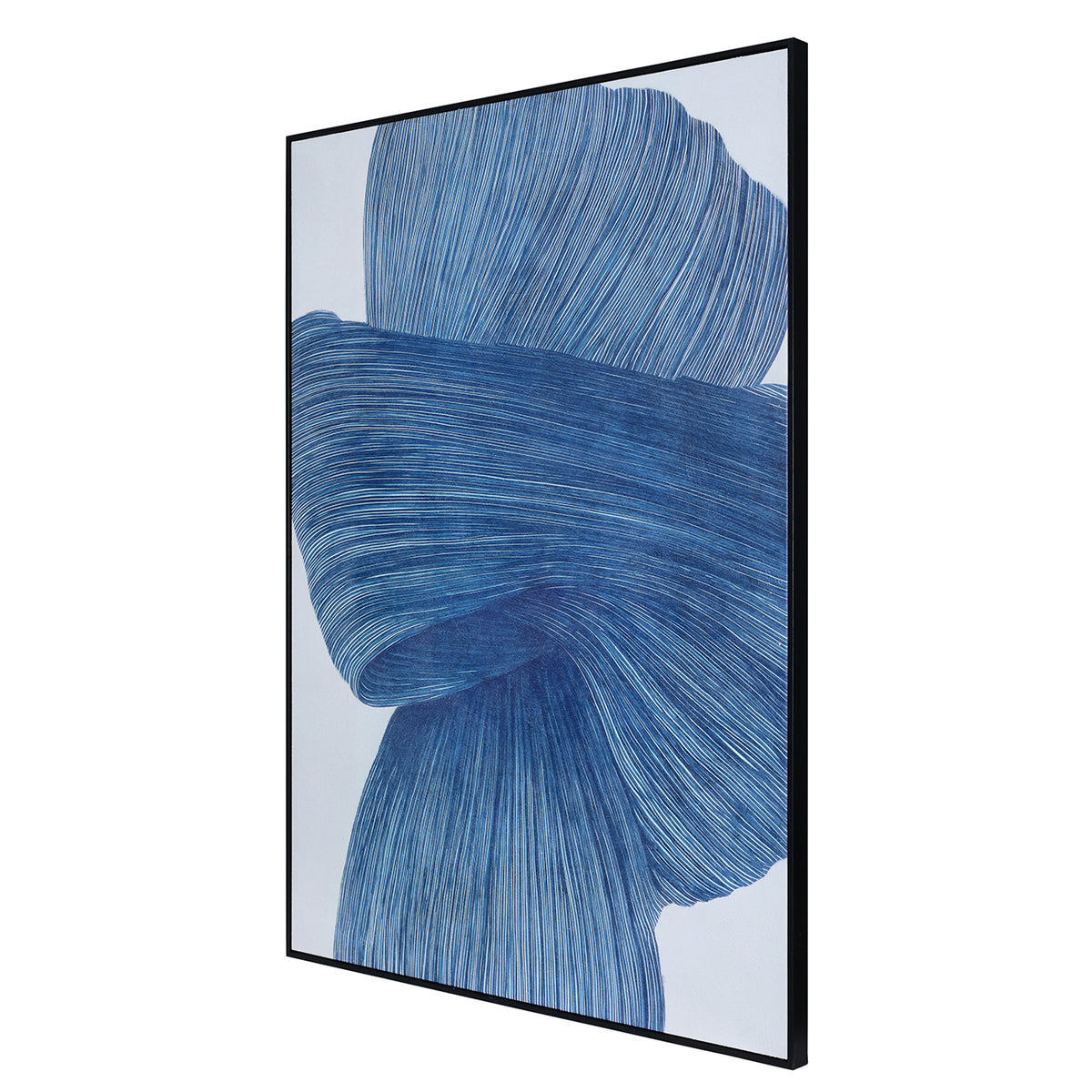 Indigo Flow Drift Textured Framed Canvas Wall Art 100x140cm — alternative angle