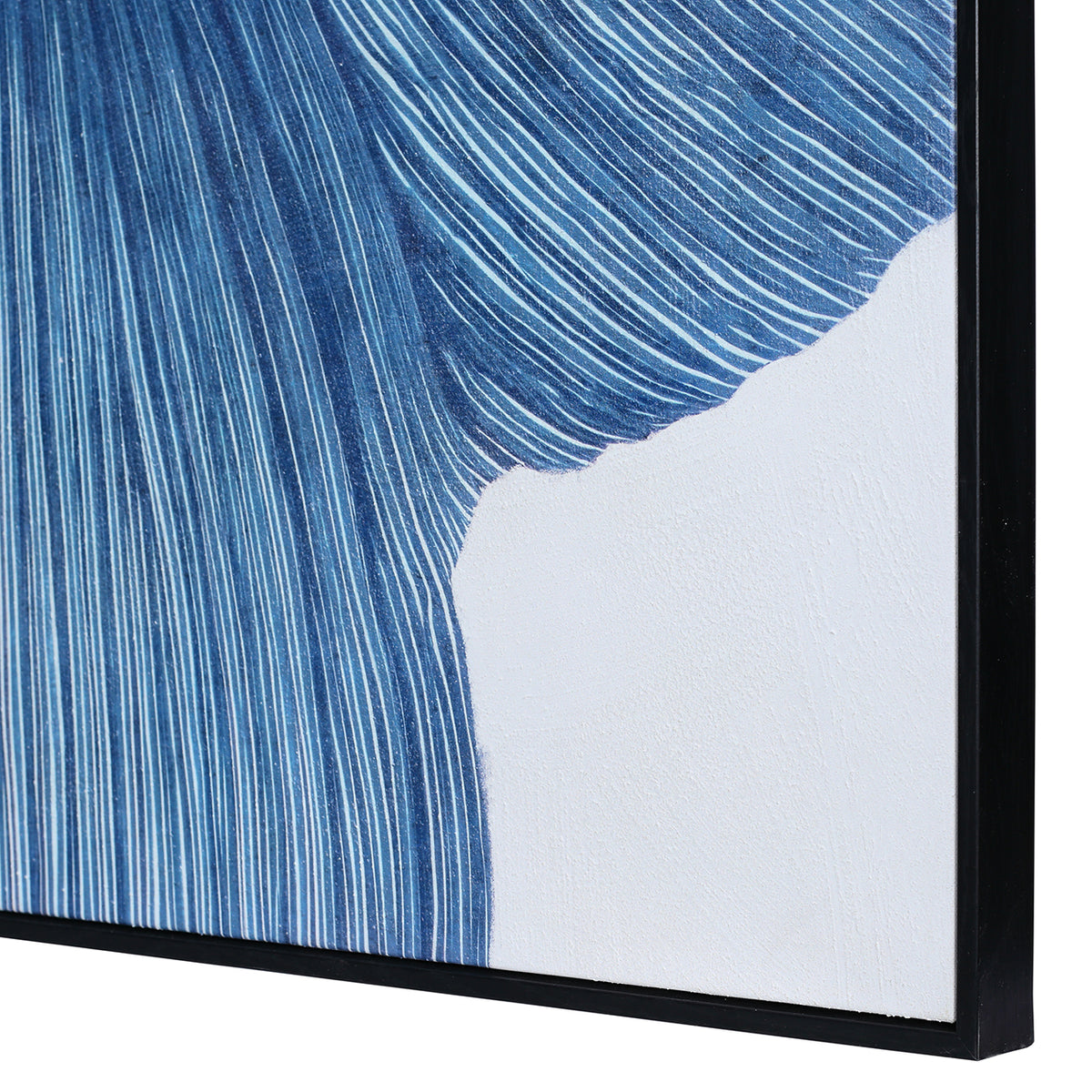 Indigo Flow Drift Textured Framed Canvas Wall Art 100x140cm — further detail