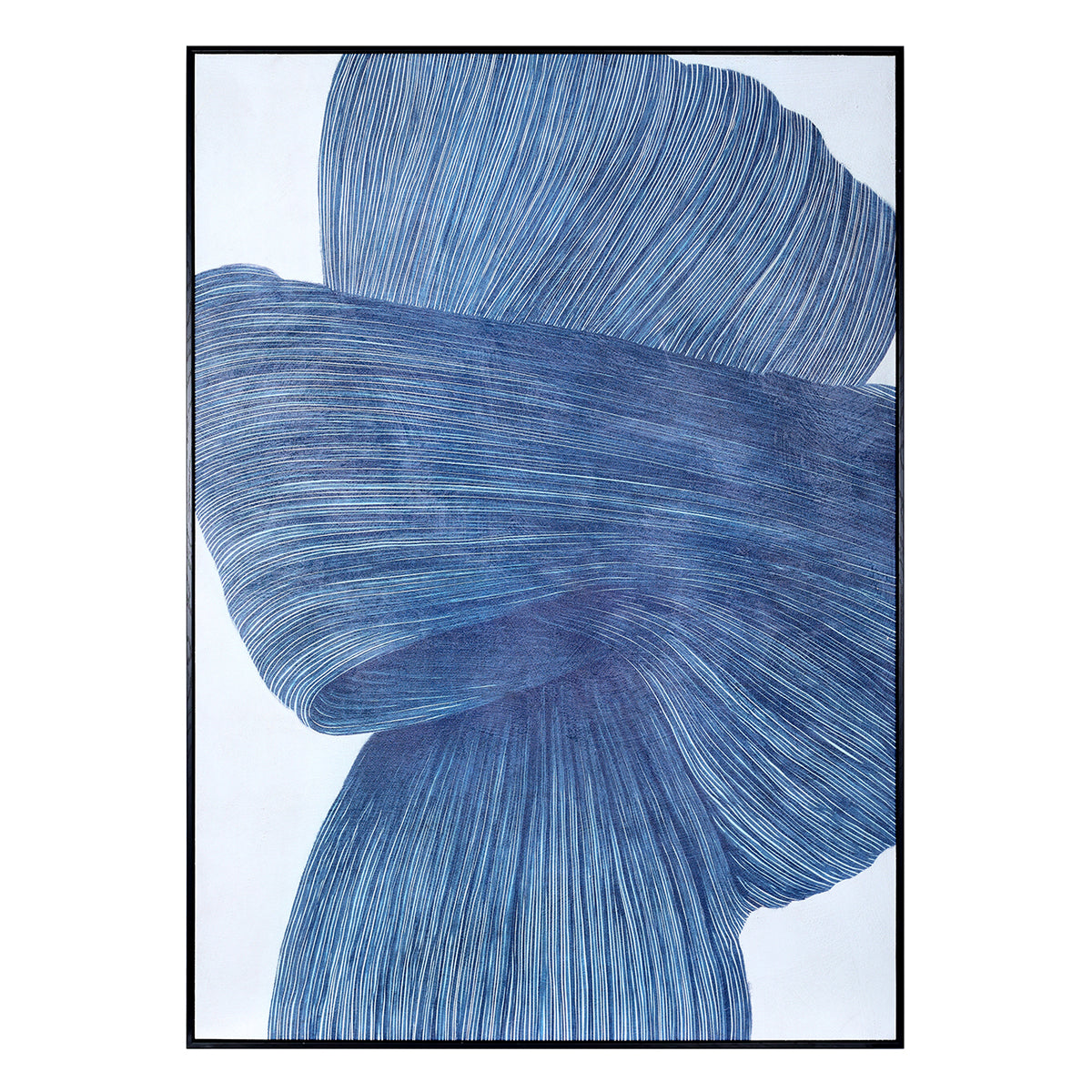 Indigo Flow Drift Textured Framed Canvas Wall Art 100x140cm — product image on a white background