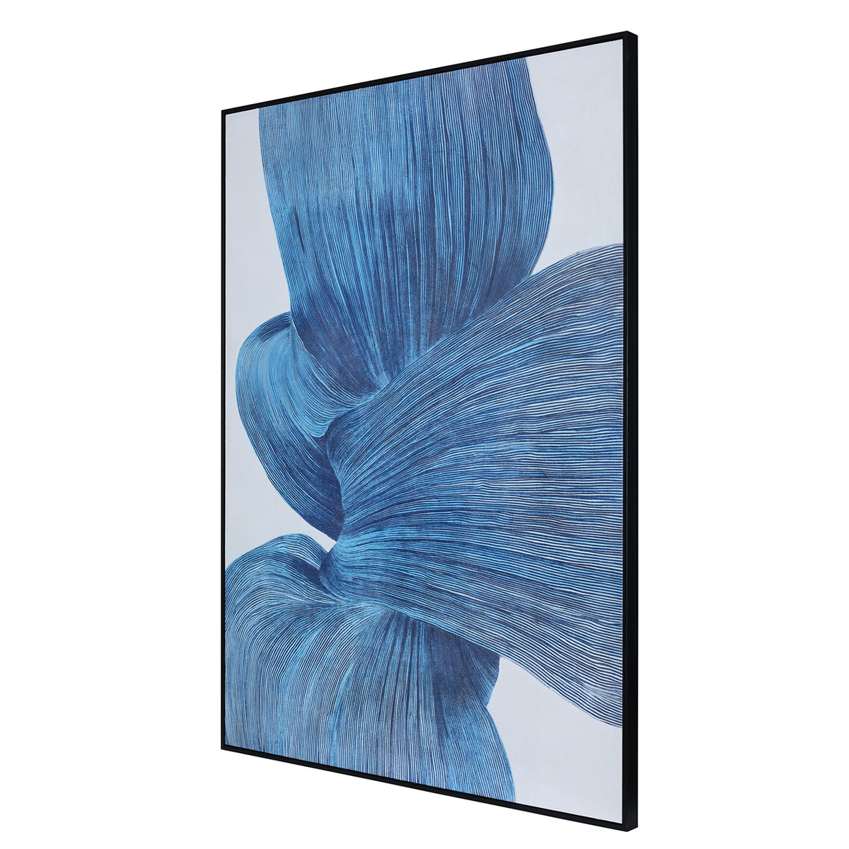 Indigo Flow Form Textured Framed Canvas Wall Art 100x140cm — alternative angle