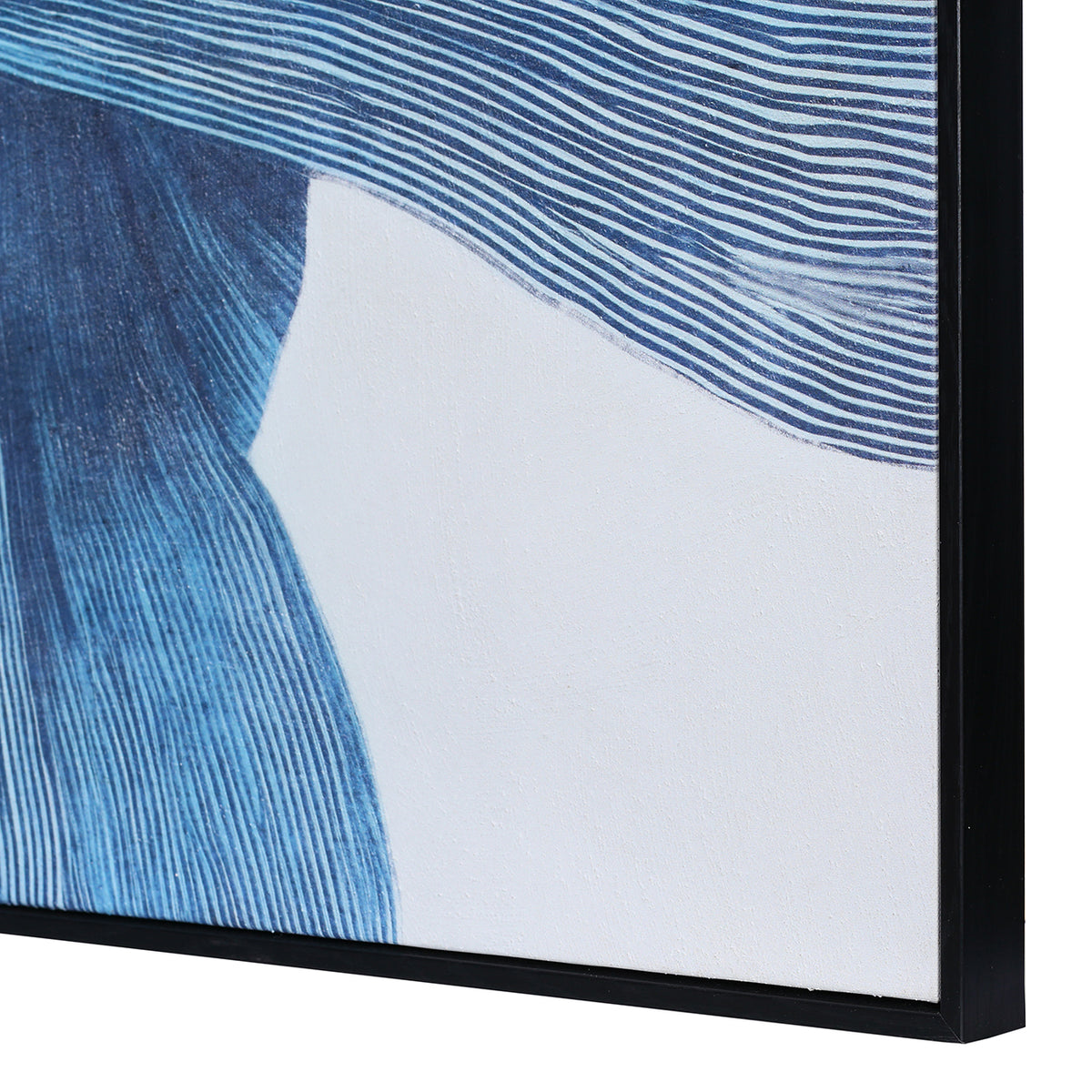 Indigo Flow Form Textured Framed Canvas Wall Art 100x140cm — further detail