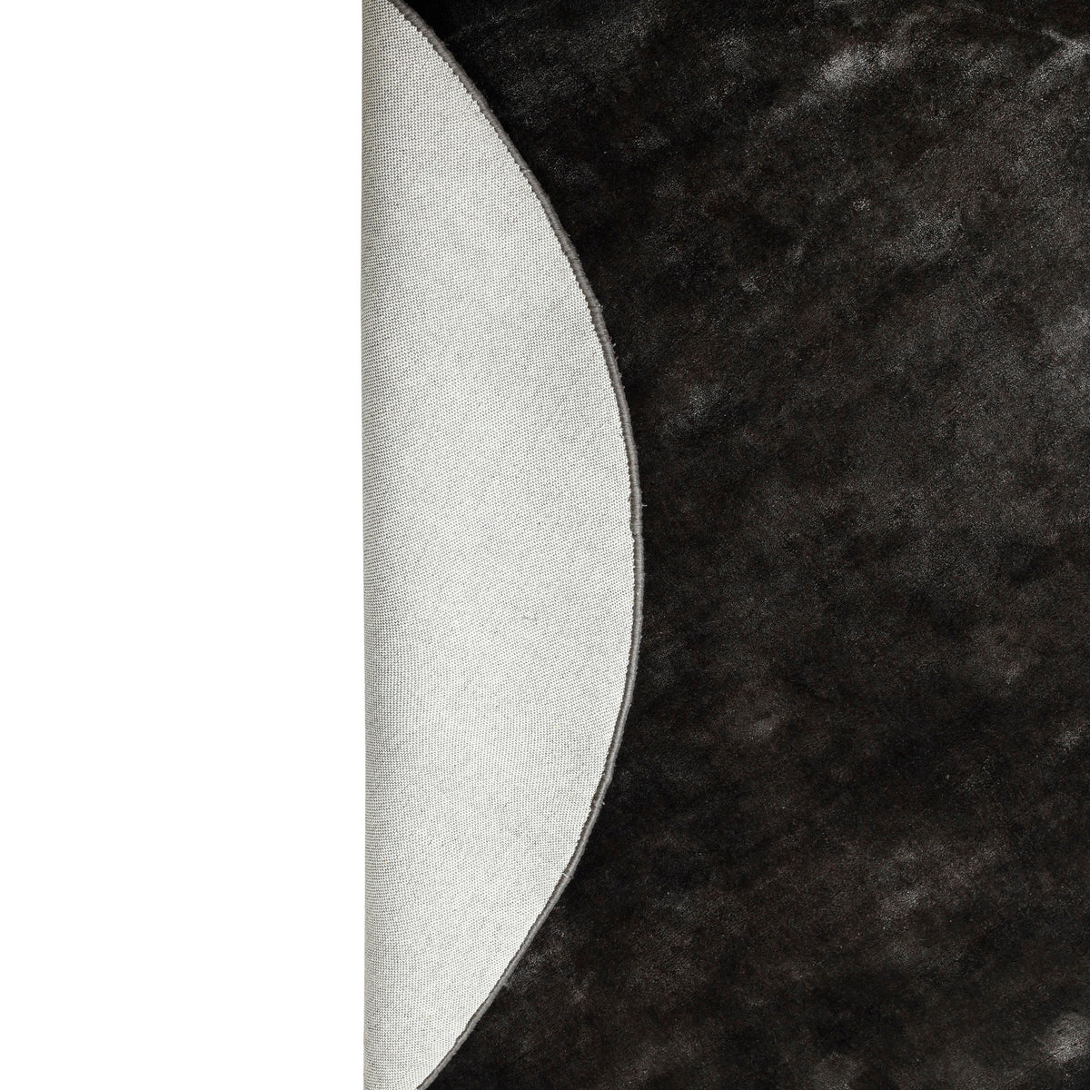 Flavia black handwoven viscose rug, round