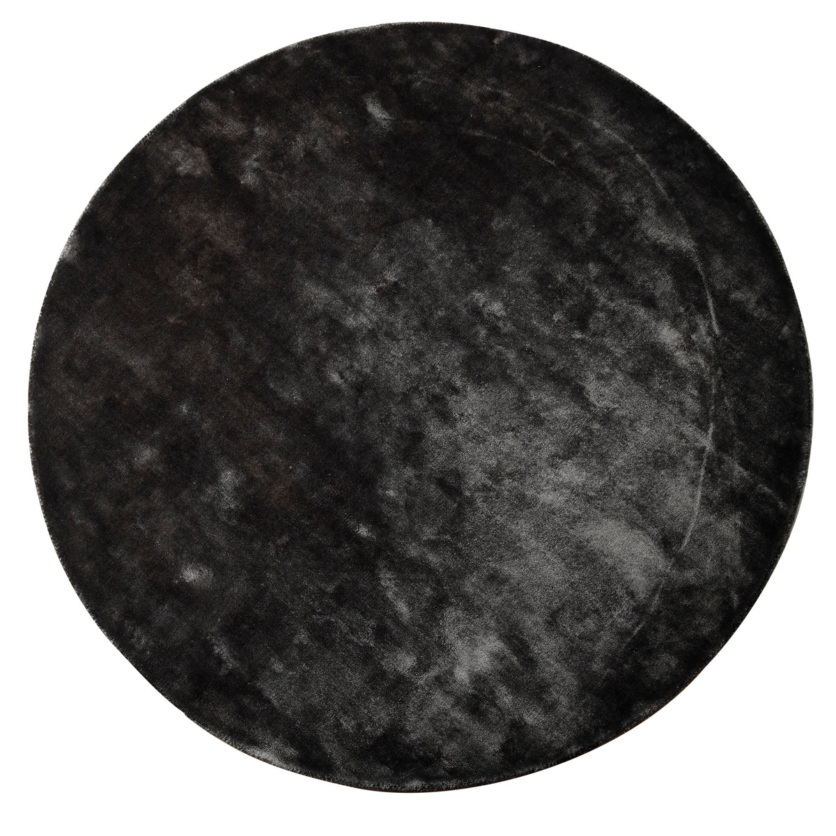 Flavia black handwoven viscose rug, round