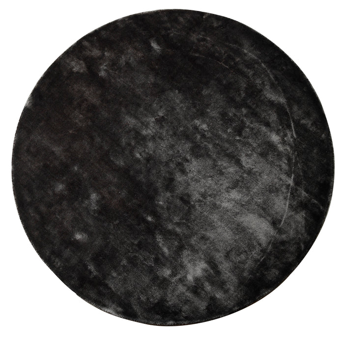 Flavia black handwoven viscose rug, round