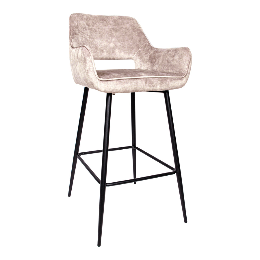 Fallon khaki tall velvet bar stool