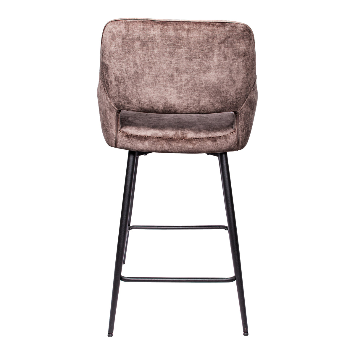 Fal Low brown velvet bar stool with black metal frame, set of two