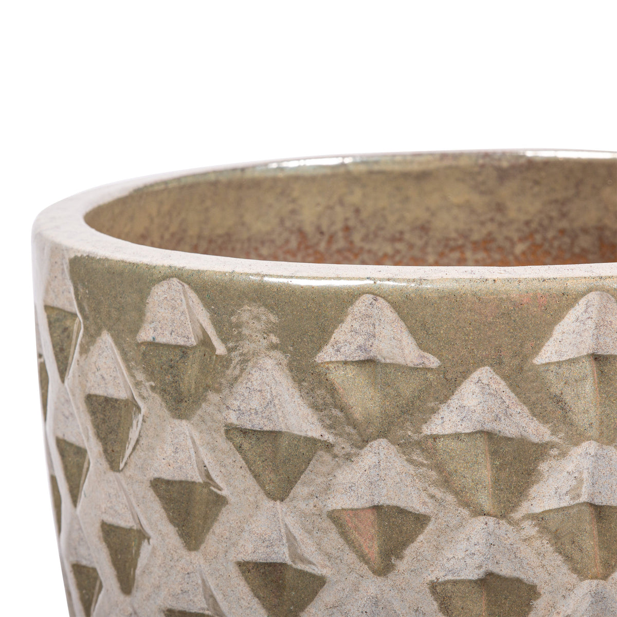 Mindy pearl white ceramic bombay planter, round