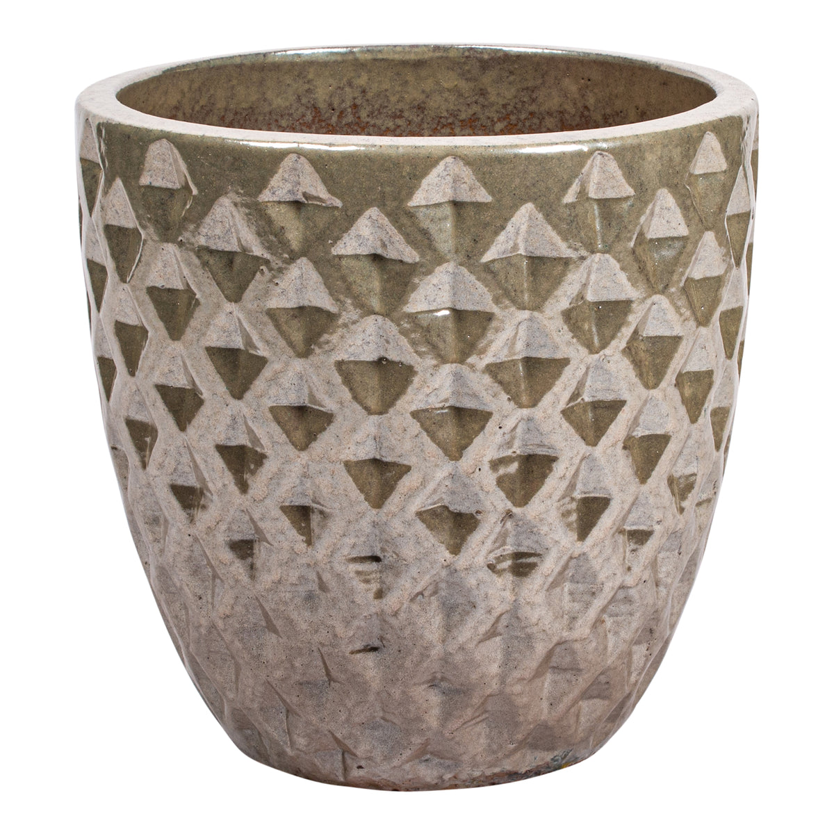 Mindy pearl white ceramic bombay planter, round