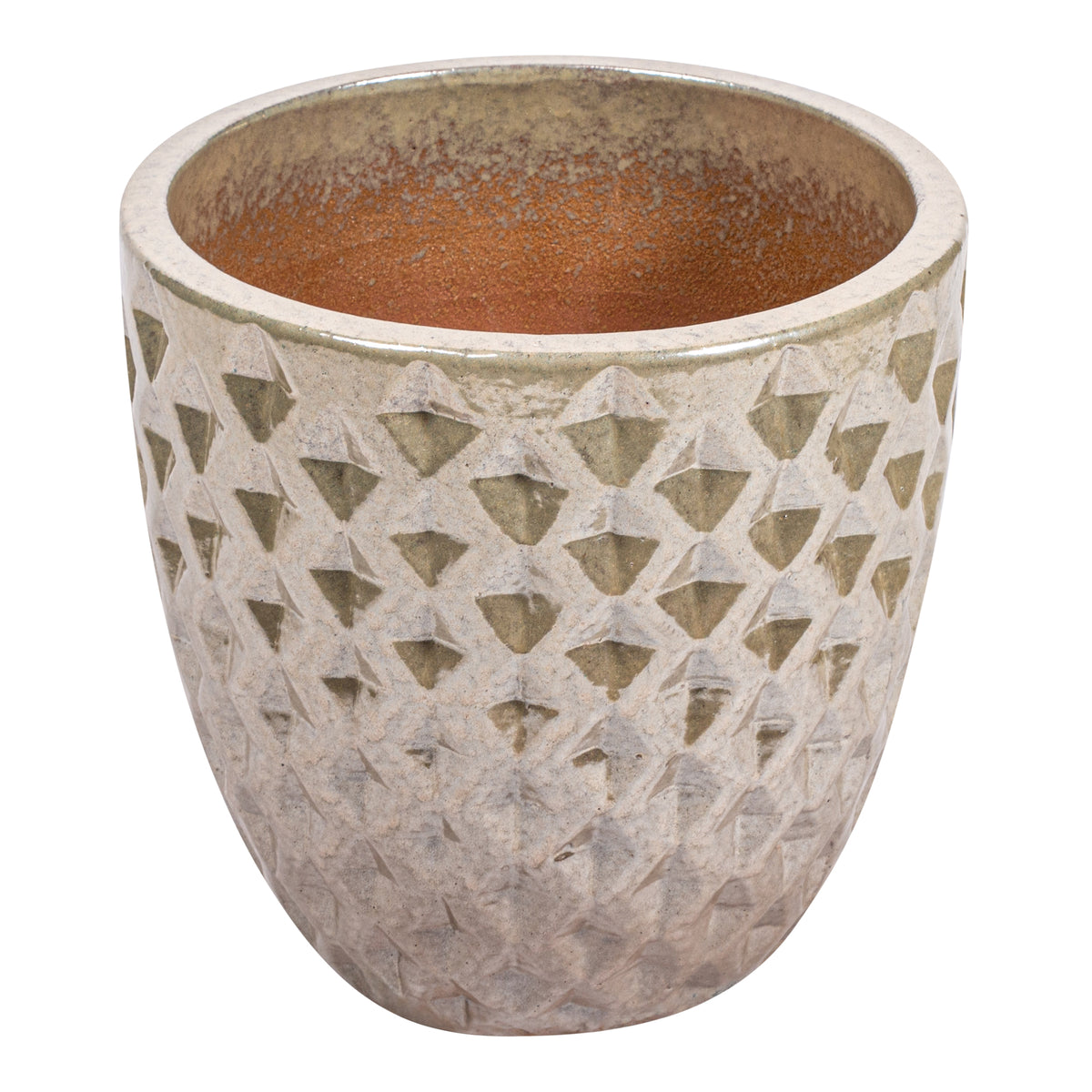 Mindy pearl white ceramic bombay planter, round