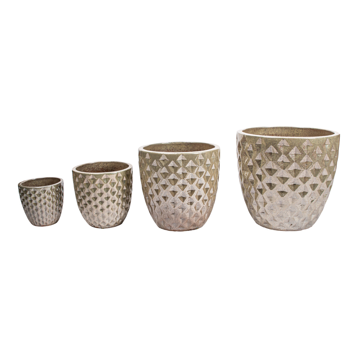 Mindy pearl white ceramic bombay planter, round