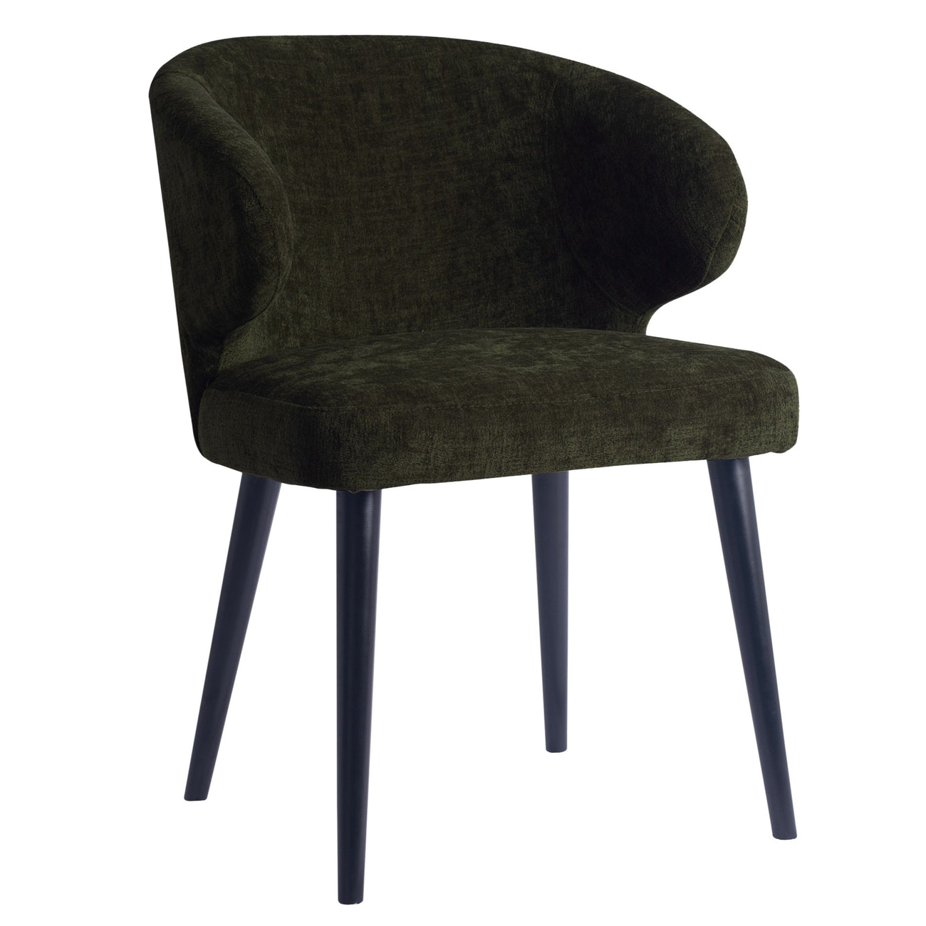 Fiori green upholstered dining chair with black legs