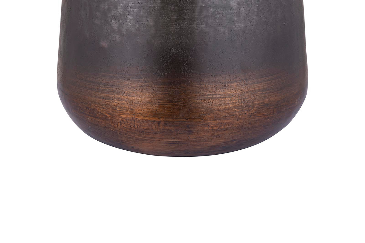 Nouska black aluminium planter with copper base, medium